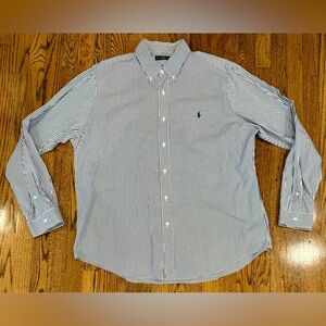 Polo Ralph Lauren Button Down Shirt Blue Bengal Striped Pony Men’s XXL 2XL